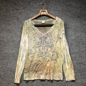 Daytrip Women's Affliction Style Long Sleeve Blouse Shirt Size XL Made In USA